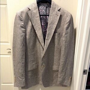 TALLIA Tan/ Brown Sport Coat  Linen Micro Houndstooth pattern size 44L